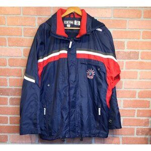 NHL New York Rangers Hooded Jacket Vintage 90s Hockey Lady Liberty Navy Mens L